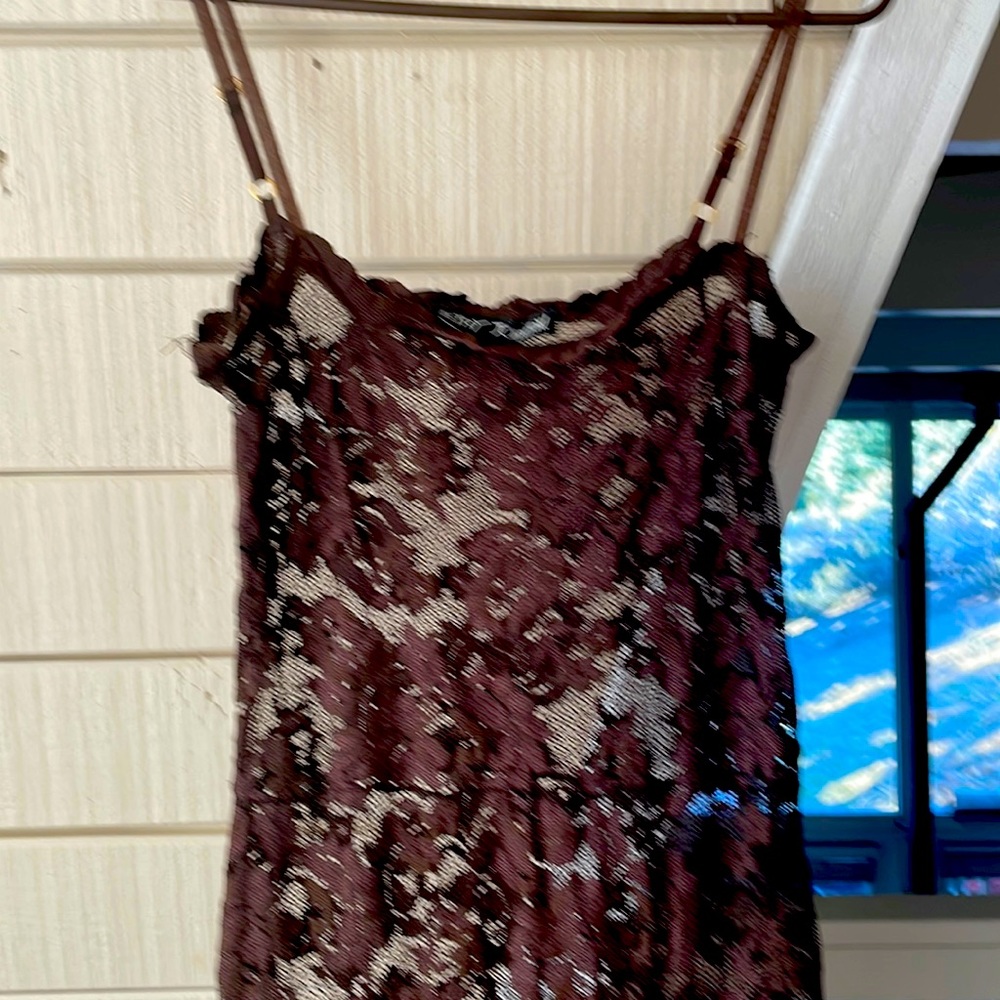 Brown lace vintage Betsey Johnson dress with slip size med